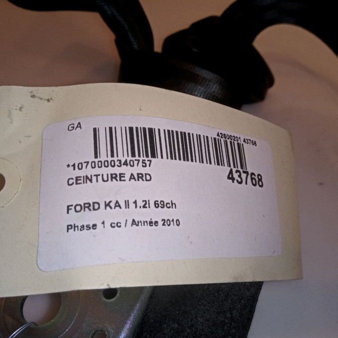 Ceinture arrière droite occasion FORD KA II Phase 1 10-2008->... 1.2i 69ch 1671625 3