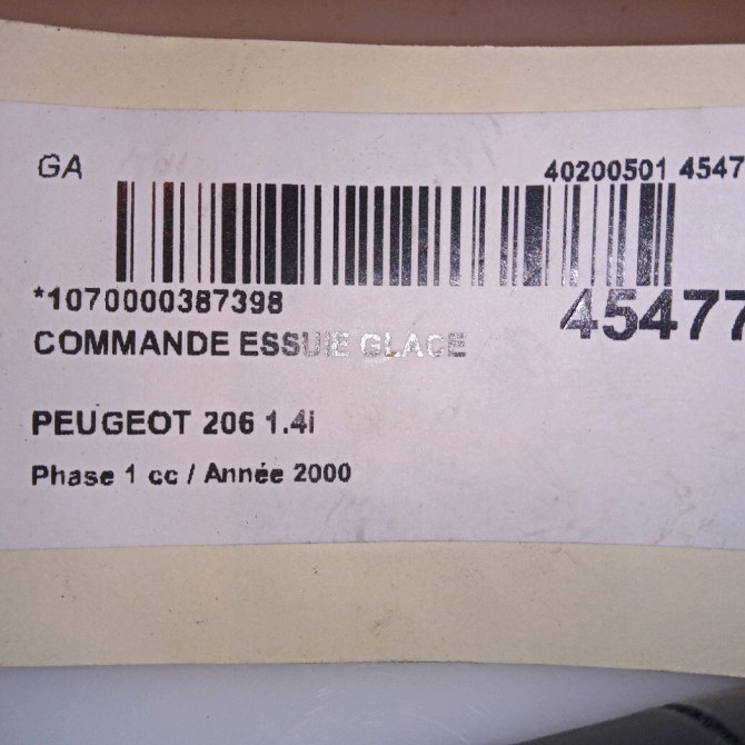 Commande essuie glace occasion PEUGEOT 206 Phase 1 09-1998->03-2009 1.4i 4