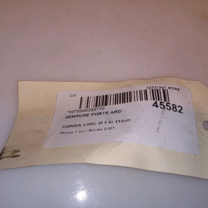 Serrure porte ard occasion HONDA CIVIC VI Phase 1 03-2001->12-2003 1.6i 110ch 72610S6A003 4