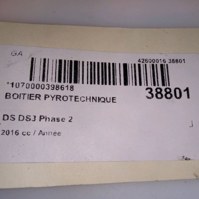 Boitier pyrotechnique occasion DS DS3 Phase 2 06-2014->... 9803832380 5