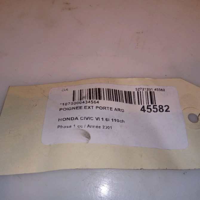 Poignee ext porte arg occasion HONDA CIVIC VI Phase 1 03-2001->12-2003 1.6i 110ch 72680S6A003 4