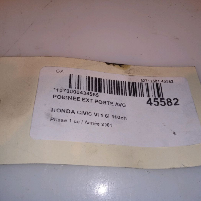 Poignee ext porte avg occasion HONDA CIVIC VI Phase 1 03-2001->12-2003 1.6i 110ch 72180S7A003 4