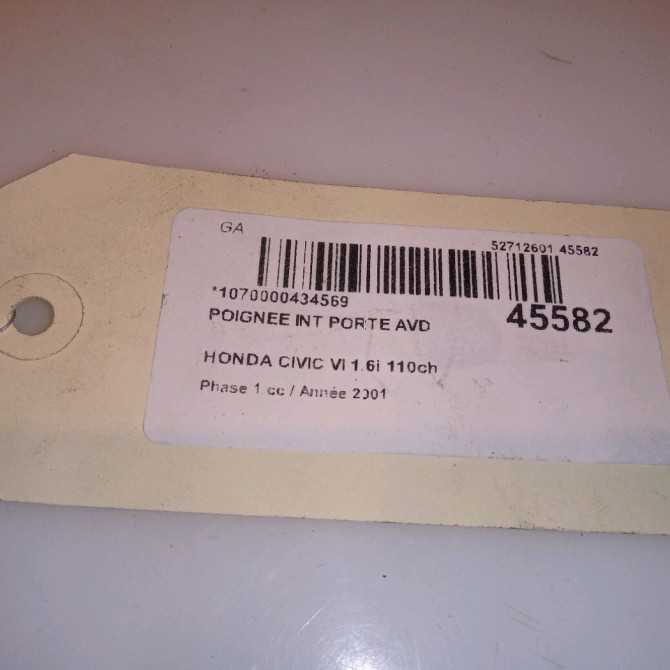 Poignee int porte avd occasion HONDA CIVIC VI Phase 1 03-2001->12-2003 1.6i 110ch 72620S5A003ZD 4