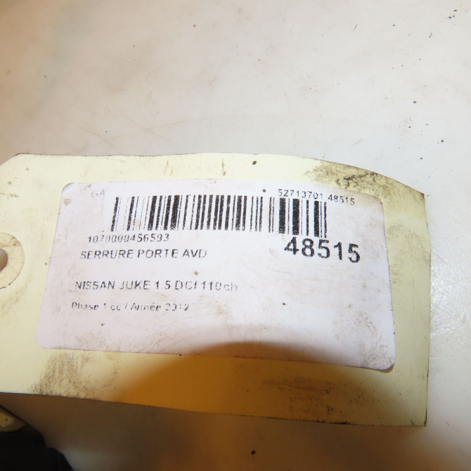 Serrure porte avd occasion NISSAN JUKE Phase 1 09-2010->... 1.5 DCI 110ch 80500BA60C 4