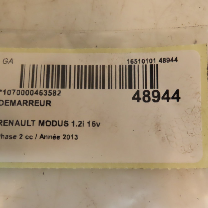 Démarreur occasion RENAULT MODUS Phase 2 01-2008->12-2012 1.2i 16v 75ch 4