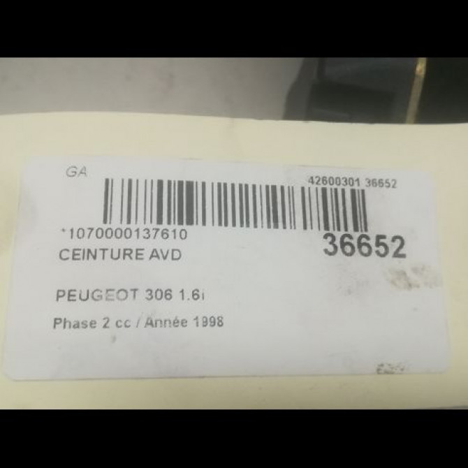 Ceinture avant droite occasion PEUGEOT 306 Phase 2 04-1997->03-2002 1.6i 8972H1 4