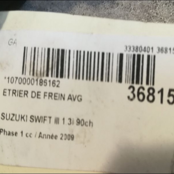 Etrier de frein avant gauche occasion SUZUKI SWIFT III Phase 1 03-2005->09-2011 1.3i 90ch 3