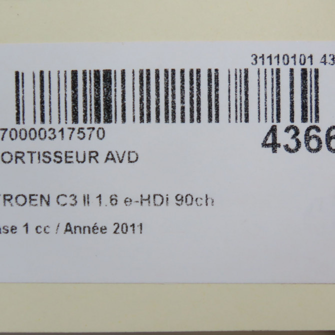 Amortisseur avant droit occasion CITROEN C3 II Phase 1 11-2009->02-2013 1.6 e-HDi 90ch 5208F9 8