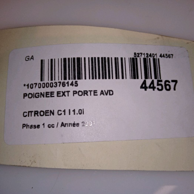 Poignee ext porte avd occasion CITROEN C1 I Phase 1 06-2005->11-2008 1.0i 9101AH 3