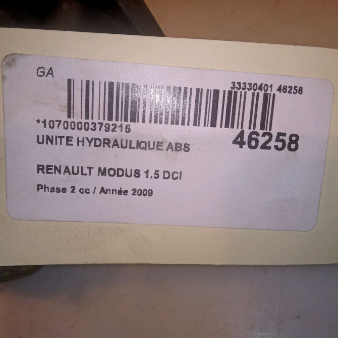 Unité hydraulique ABS occasion RENAULT MODUS Phase 2 01-2008->12-2012 1.5 DCI 85ch 5