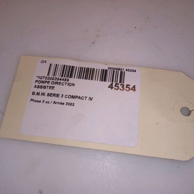 Pompe direction assistee occasion B.M.W. SERIE 3 COMPACT IV Phase 2 03-2003->12-2004 320 TD 149ch 32416756575 6