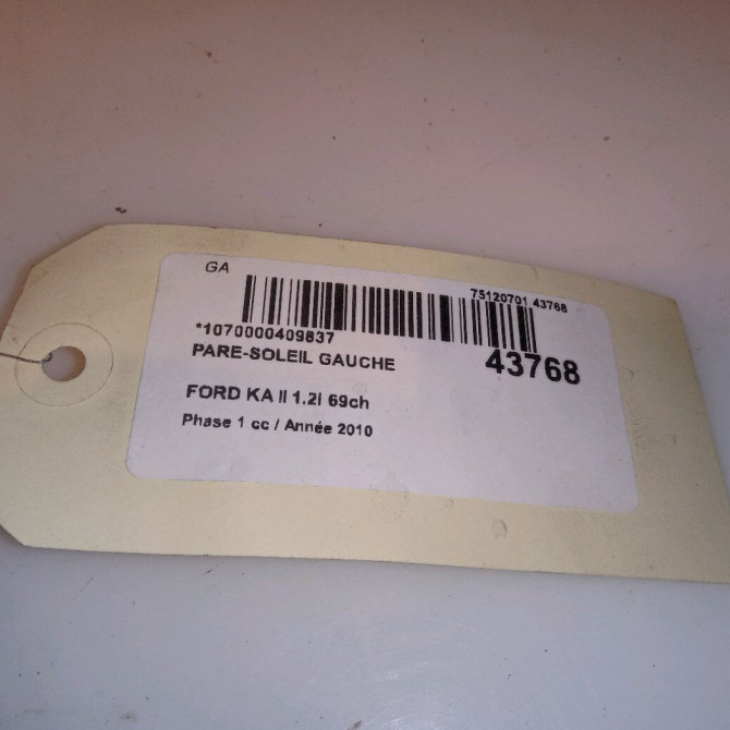 Pare-soleil gauche occasion FORD KA II Phase 1 10-2008->... 1.2i 69ch 1570923 4