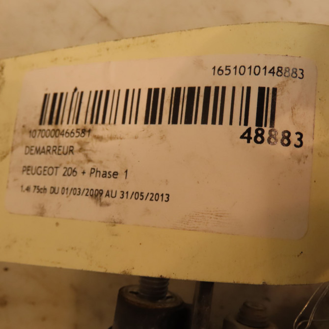 Démarreur occasion PEUGEOT 206 + Phase 1 03-2009->05-2013 1.4i 75ch 4