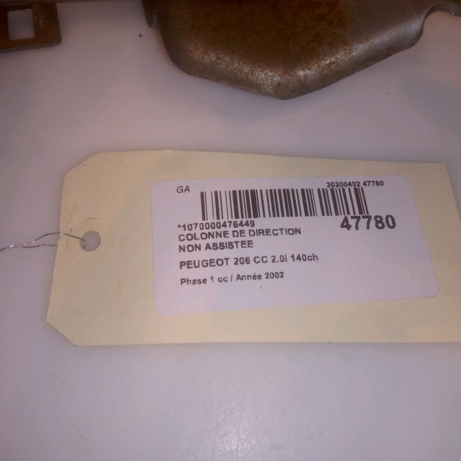 Colonne de direction non assistee occasion PEUGEOT 206 CC Phase 1 10-2000->03-2007 2.0i 140ch 4123V2 4