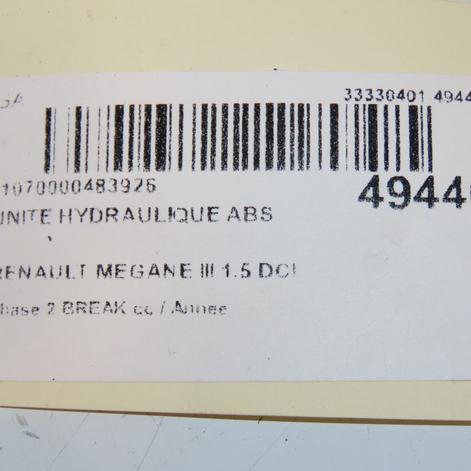 Unité hydraulique ABS occasion RENAULT MEGANE III Phase 1 04-1995->04-1999 1.5 DCI 110ch 476604075R 3