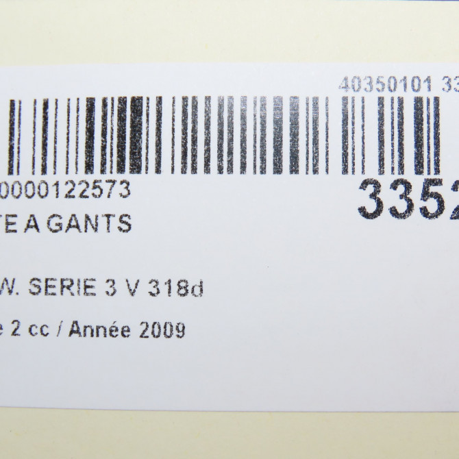 Boite à gants occasion B.M.W. SERIE 3 V Phase 2 09-2008->12-2011 318d 51169110539 6