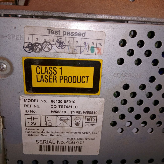 Autoradio occasion TOYOTA COROLLA VERSO II Phase 1 05-2004->06-2007 136 D-4D 861200F010 3