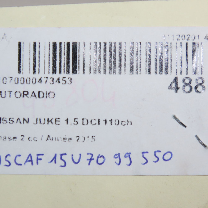 Autoradio occasion NISSAN JUKE Phase 2 03-2014->... 1.5 DCI 110ch 25915BV80A 5