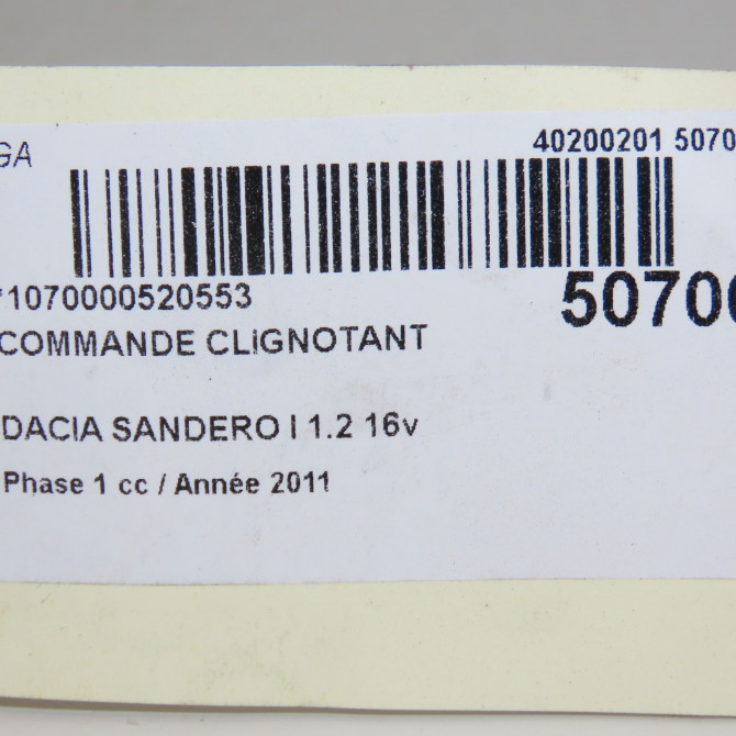 Commande clignotant occasion DACIA SANDERO I Phase 1 06-2008->10-2012 1.2 16v 75ch 6
