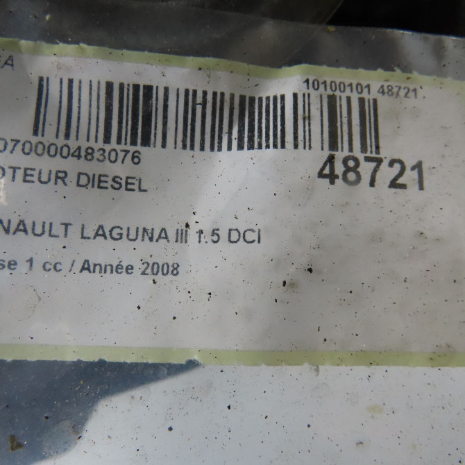 Moteur diesel occasion RENAULT LAGUNA III Phase 1 10-2007->10-2010 1.5 DCI 7701478491 6