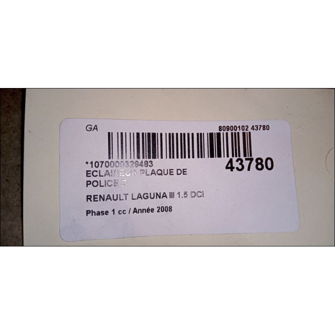 Eclaireur plaque de police d occasion RENAULT LAGUNA III Phase 1 10-2007->10-2010 1.5 DCI 8200480127 3