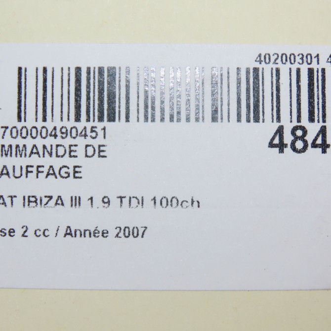 Commande de chauffage occasion SEAT IBIZA III Phase 2 03-2006->06-2009 1.9 TDI 100ch 6L0820045CNEE 6