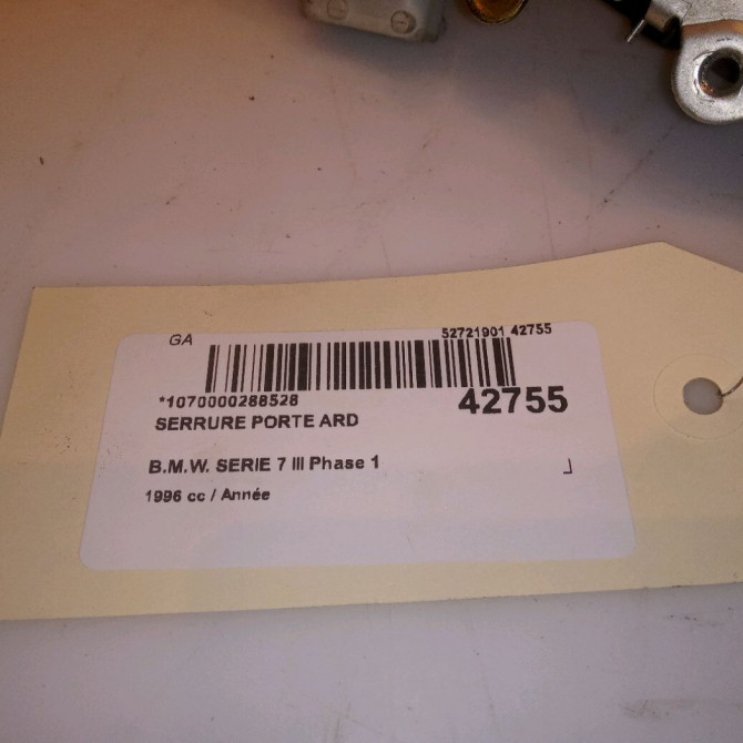 Serrure porte ard occasion B.M.W. SERIE 7 III Phase 1 06-1994->12-2001 51228125672 6