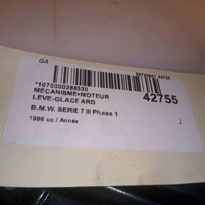 Mecanisme+moteur leve-glace ard occasion B.M.W. SERIE 7 III Phase 1 06-1994->12-2001 51358159836 5