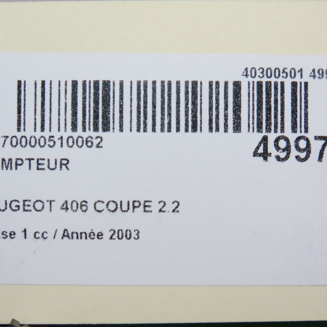 Compteur occasion PEUGEOT 406 COUPE Phase 1 05-1997->12-2004 2.2 HDI 133ch 6104YP 6