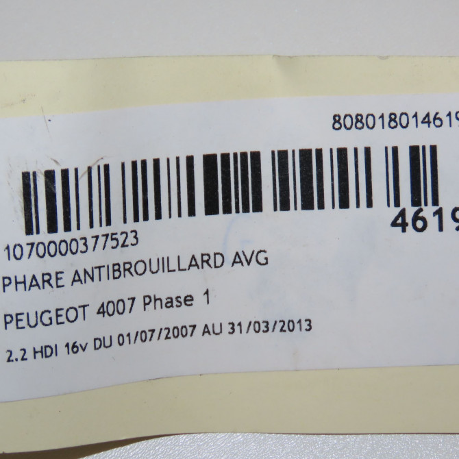 Phare antibrouillard avant gauche occasion PEUGEOT 4007 Phase 1 07-2007->03-2013 2.2 HDI 16v 6208F9 5