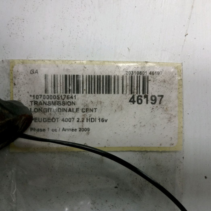 Transmission longitudinale cent occasion PEUGEOT 4007 Phase 1 07-2007->03-2013 2.2 HDI 16v 2