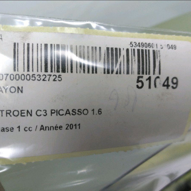 Hayon occasion CITROEN C3 PICASSO Phase 1 02-2009->08-2012 1.6 HDi 90ch 6