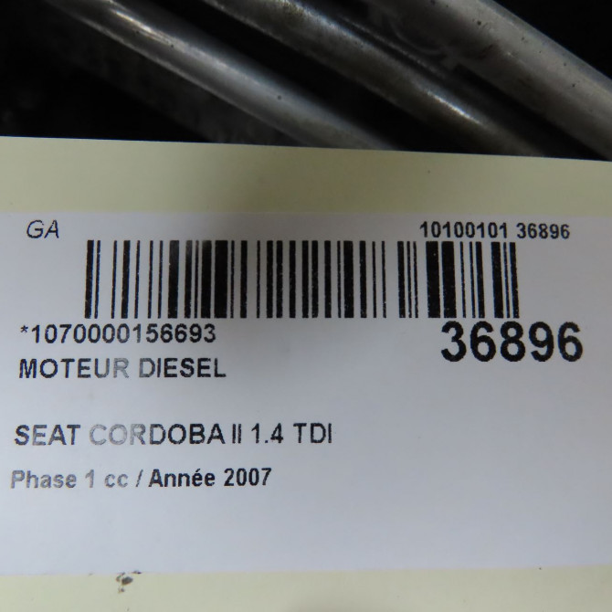 Moteur diesel occasion SEAT CORDOBA II Phase 1 10-2002->05-2009 1.4 TDI 70ch 7