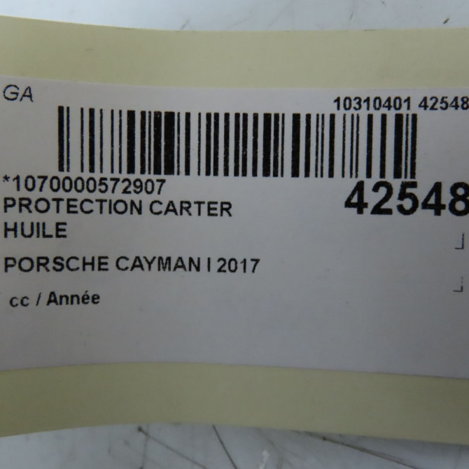 Protection carter huile occasion PORSCHE 4