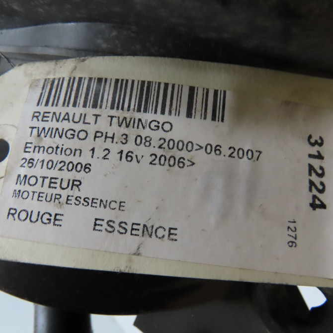 Moteur essence occasion RENAULT TWINGO I Phase 3 08-2000->06-2007 1.2i 16v 7701475815 7