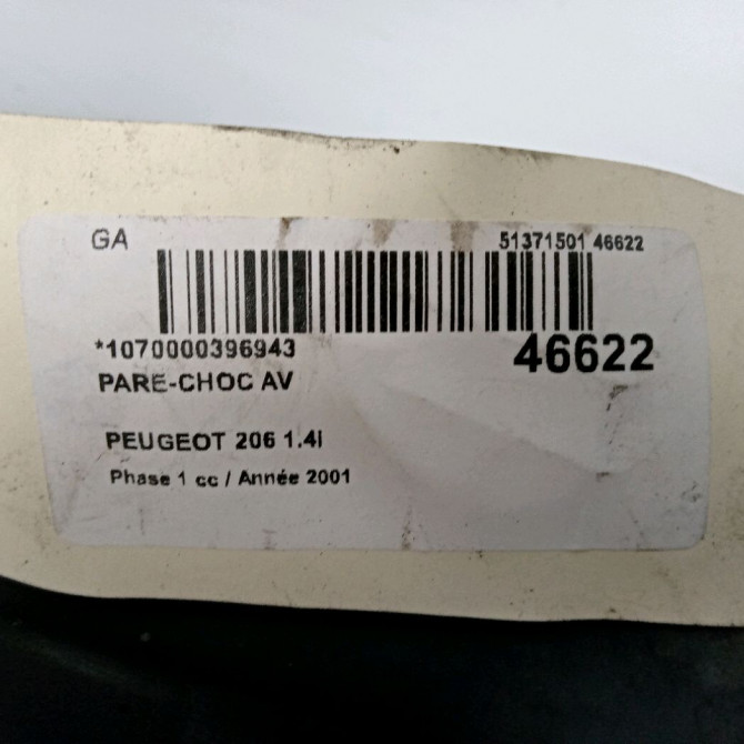 Pare-choc avant occasion PEUGEOT 206 Phase 1 09-1998->03-2009 1.4i 7401N3 4
