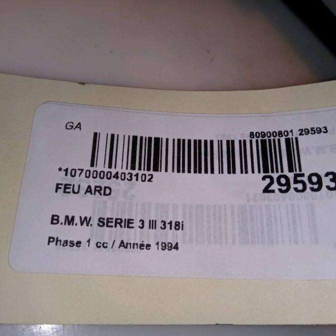 Feu arrière droit occasion B.M.W. SERIE 3 III Phase 1 01-1991->04-1998 318i 4