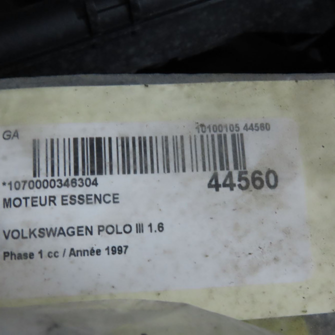 Moteur essence occasion VOLKSWAGEN POLO III Phase 1 10-1994->11-1999 1.6 32100098EX 6