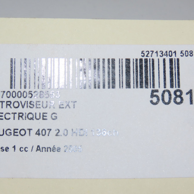 Retroviseur exterieur electrique gauche occasion PEUGEOT 407 Phase 1 04-2004->07-2008 2.0 HDI 136ch 7