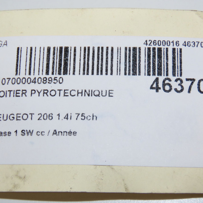Boitier pyrotechnique occasion PEUGEOT 206 206 phase 1 SW 2002-06-01->2006-12-31 1.4i 75ch 6545GP 6