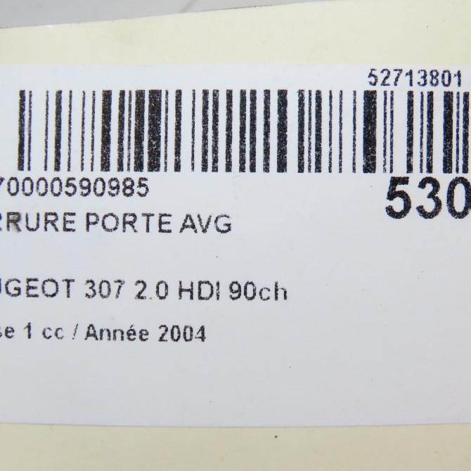 Serrure porte avg occasion PEUGEOT 307 Phase 1 04-2001->06-2005 2.0 HDI 90ch 9135N3 7