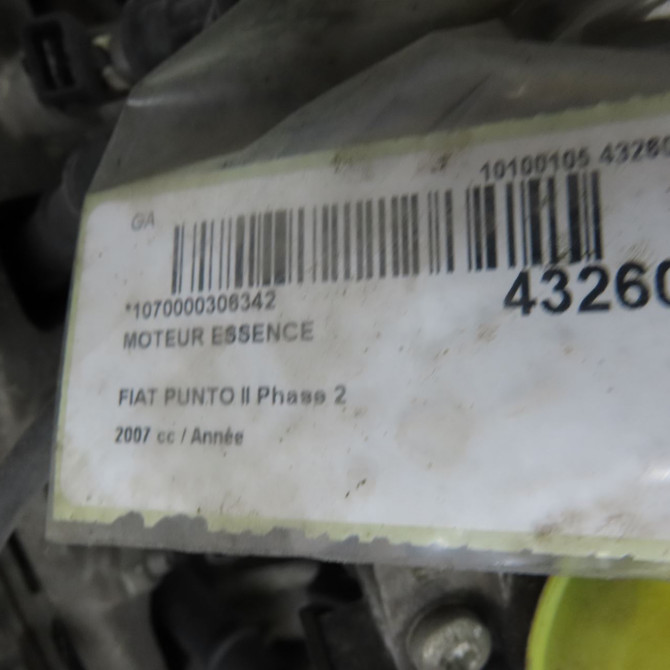Moteur essence occasion FIAT PUNTO II Phase 2 05-2003->10-2009 71751090 6
