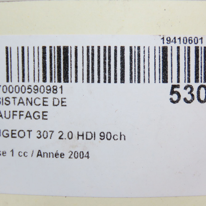 Resistance de chauffage occasion PEUGEOT 307 Phase 1 04-2001->06-2005 2.0 HDI 90ch 6450JP 5