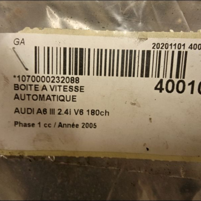 Boîte à vitesse automatique occasion AUDI A6 III Phase 1 05-2004->10-2008 2.4i V6 180ch 1J300058BX 5