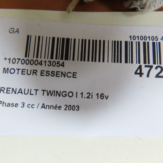 Moteur essence occasion RENAULT TWINGO I Phase 3 08-2000->06-2007 1.2i 16v 7701473062 6