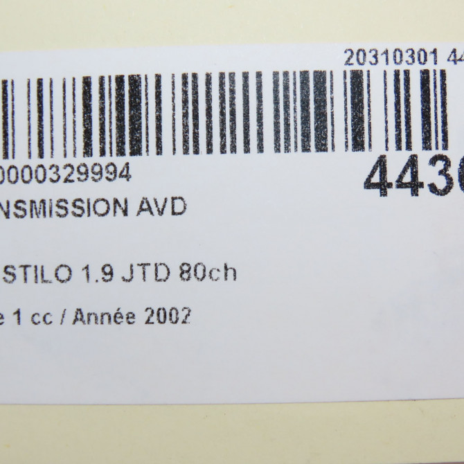 Transmission avant droite occasion FIAT STILO Phase 1 10-2001->09-2007 1.9 JTD 80ch 46307667 5