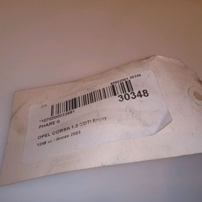 Phare gauche occasion OPEL CORSA III Phase 2 08-2003->09-2006 1.3 CDTI 93188581 4