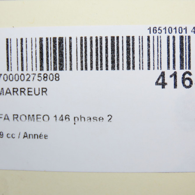 Démarreur occasion ALFA ROMEO 146 phase 2 04-1999->10-2001 60657152 7