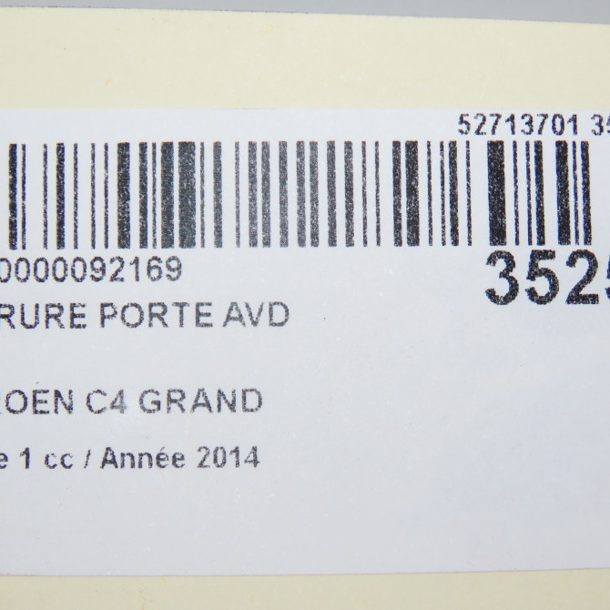 Serrure porte avd occasion CITROEN C4 GRAND PICASSO II Phase 1 04-2013->... 1.6 e-HDi 115ch 9810310280 8