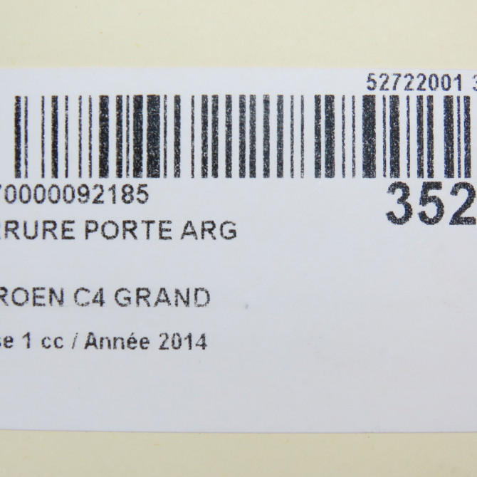 Serrure porte arg occasion CITROEN C4 GRAND PICASSO II Phase 1 04-2013->... 1.6 e-HDi 115ch 9810311280 7